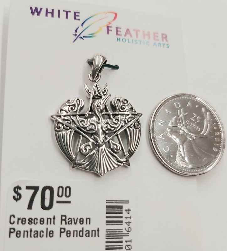 Crescent Raven Pentacle Pendant Sterling Silver