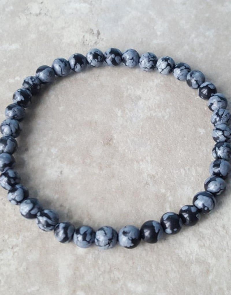 Snowflake Obsidian 4MM Bracelet