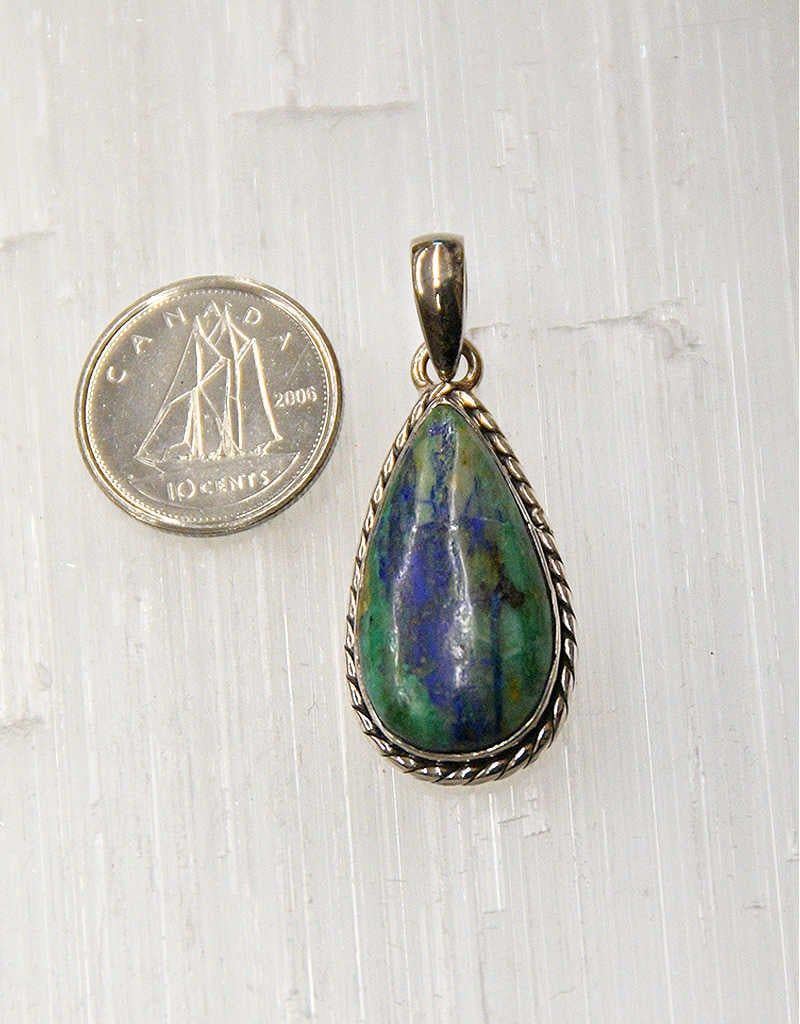 Azurite C Pendant Sterling Silver with Malachite