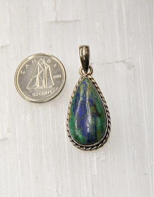 Azurite C Pendant Sterling Silver with Malachite