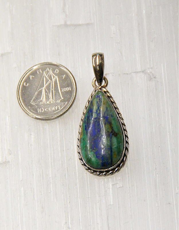 Azurite C Pendant Sterling Silver with Malachite