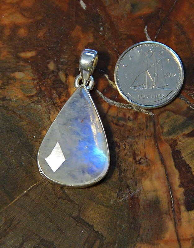Rainbow Moonstone C Pendant Sterling Silver