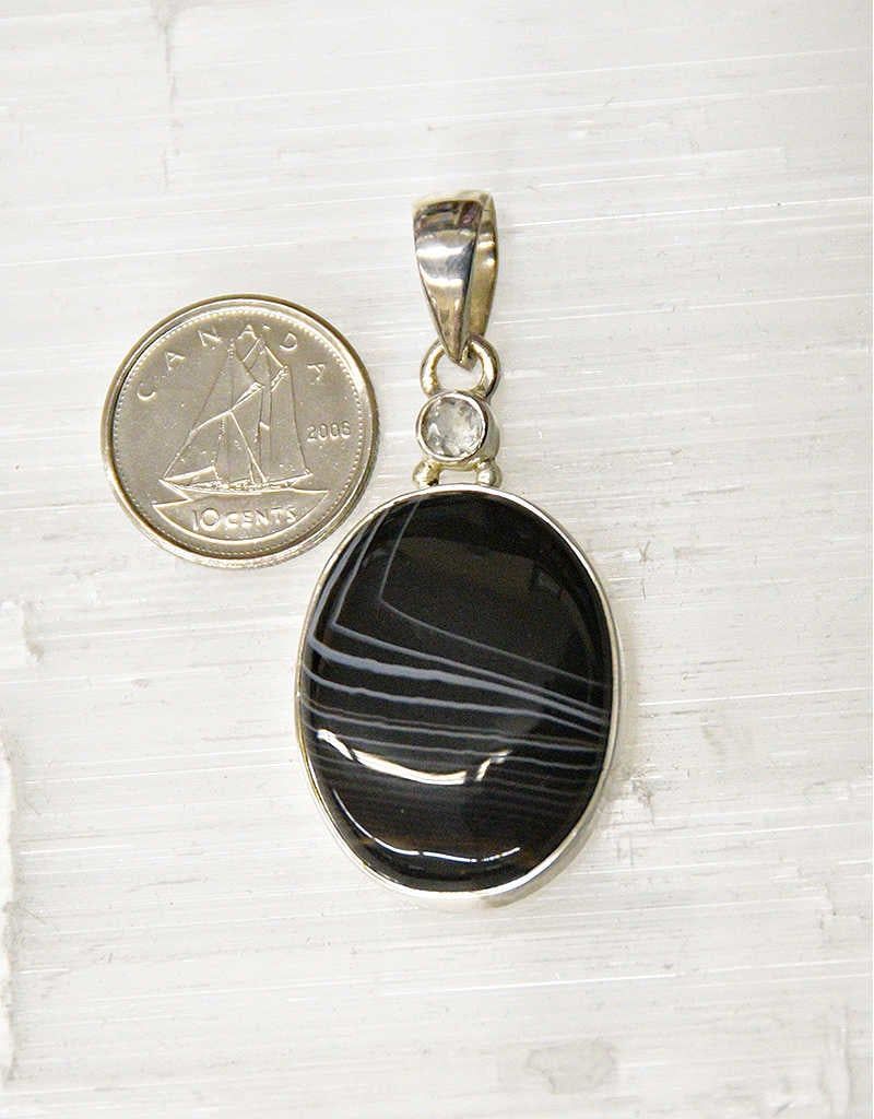 Banded Onyx Pendant Sterling Silver