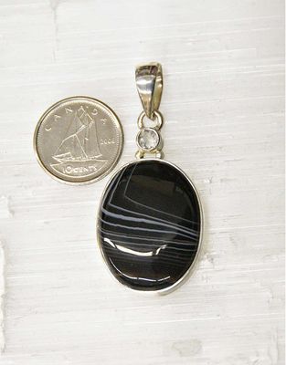 Banded Onyx Pendant Sterling Silver