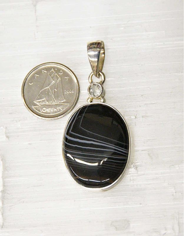Banded Onyx Pendant Sterling Silver