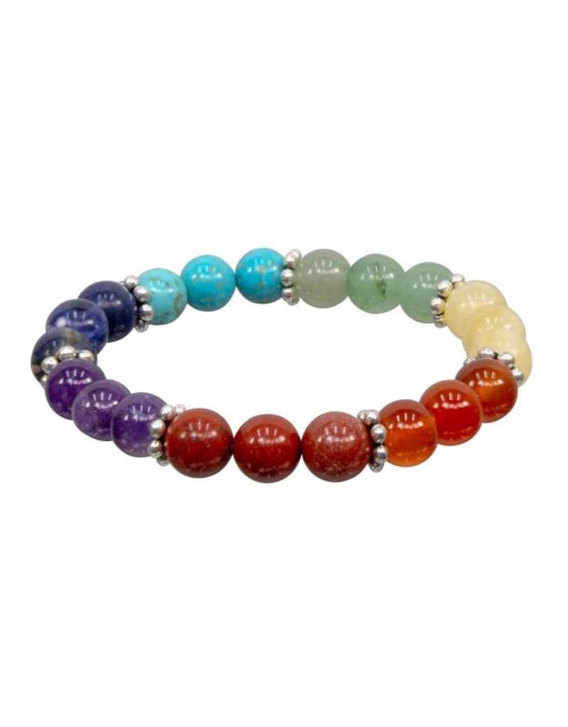Chakra w Flower Spacer 8MM Bracelet