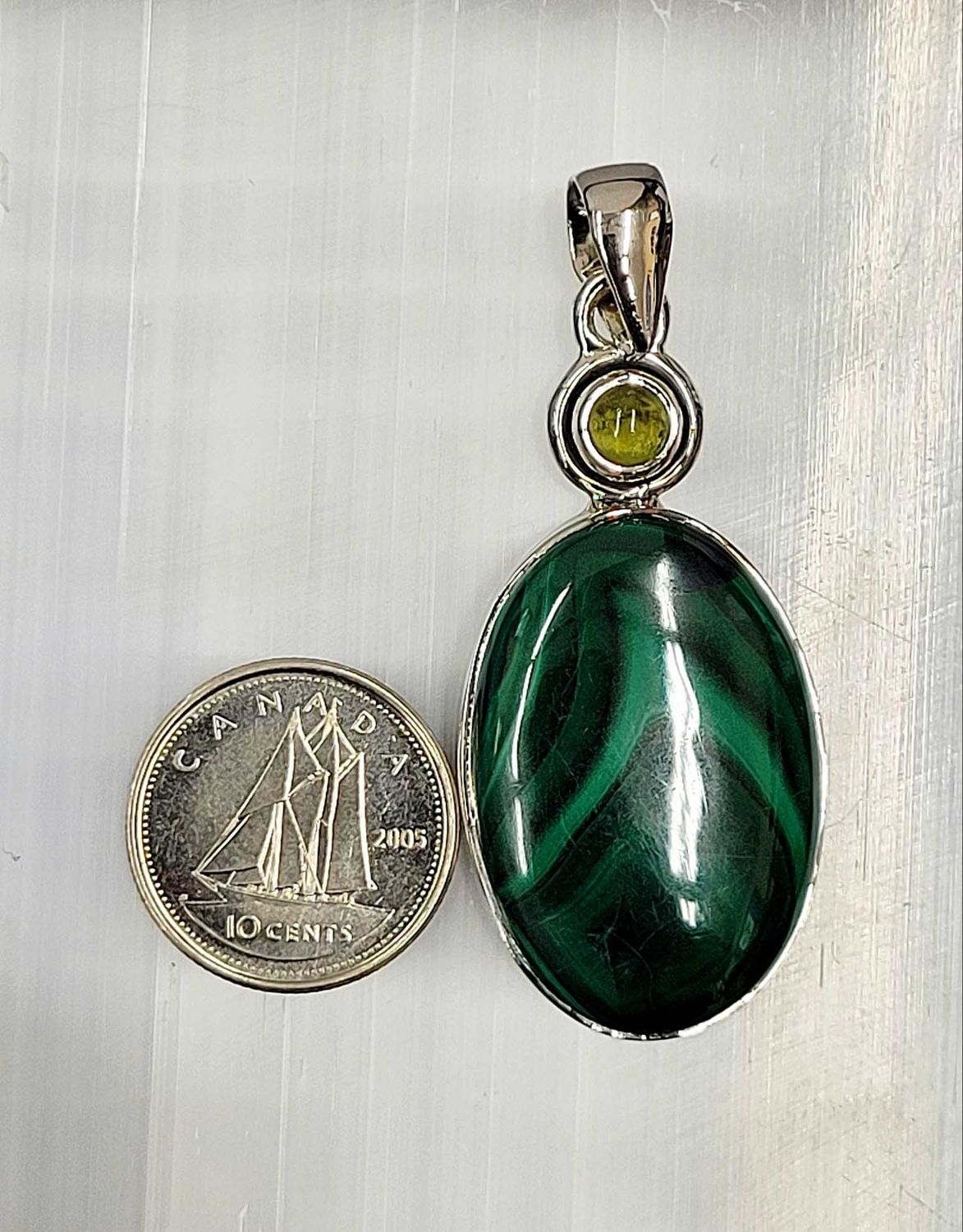 Malachite Pendant Sterling Silver