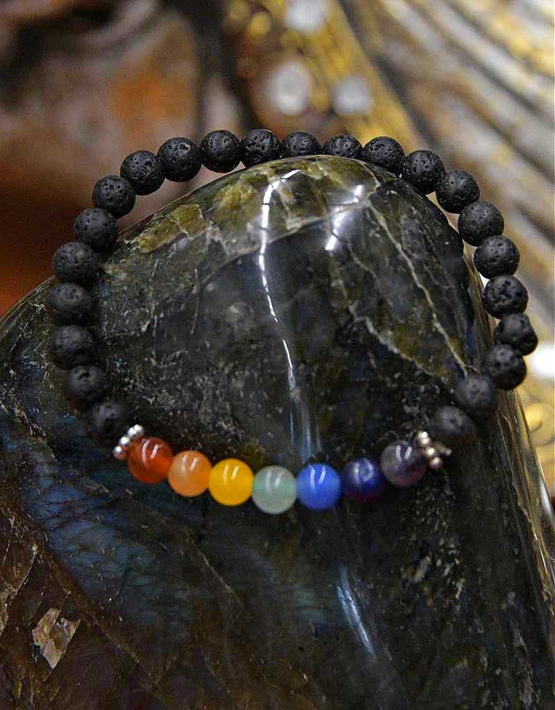 Lava 6mm Aromatherapy Bracelet with Chakras