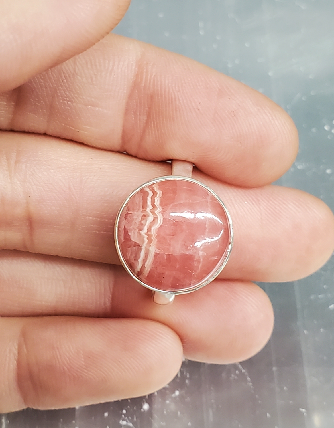 Rhodochrosite Ring A - Size 9 Sterling Silver