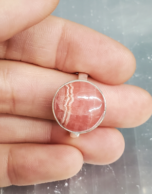 Rhodochrosite Ring A - Size 9 Sterling Silver