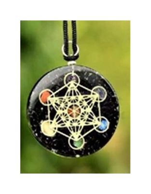 Black Tourmaline - Metatron&#39;s Cube Orgonite Pendant Necklace