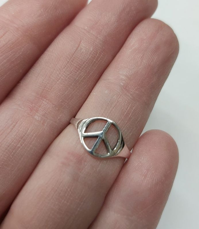 Peace Sign Ring - Size 5 Sterling Silver