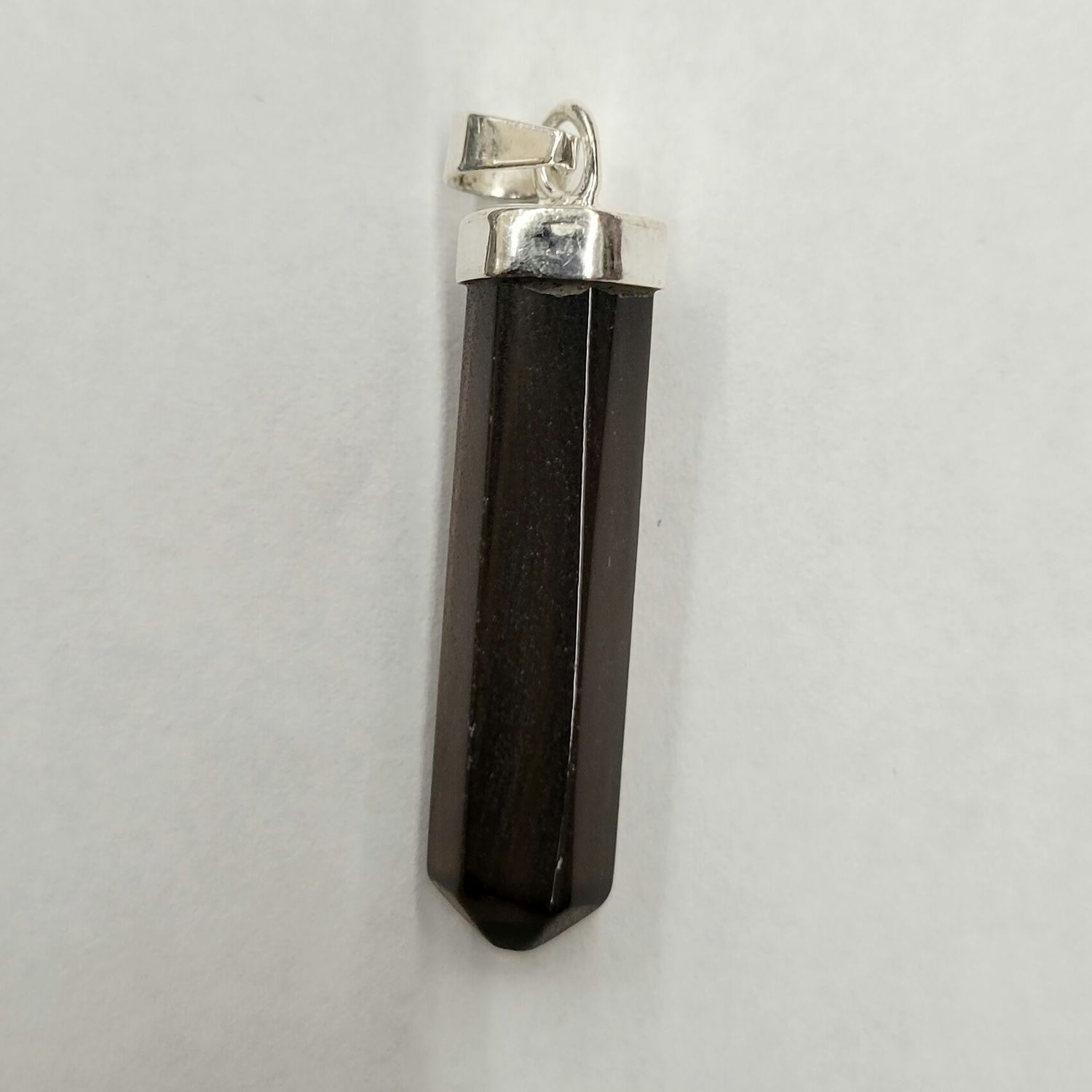 Smoky Quartz Faceted Bullet Pendant - Sterling Silver