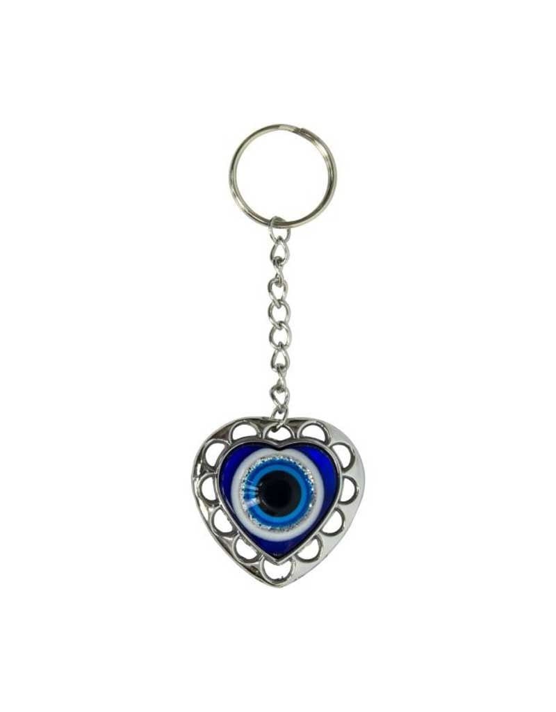 Puffed Evil Eye Heart Keychain - 4.25&quot;