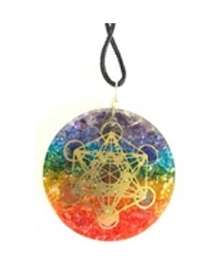 Rainbow Chakra - Metatron&#39;s Cube Orgonite Necklace Pendant