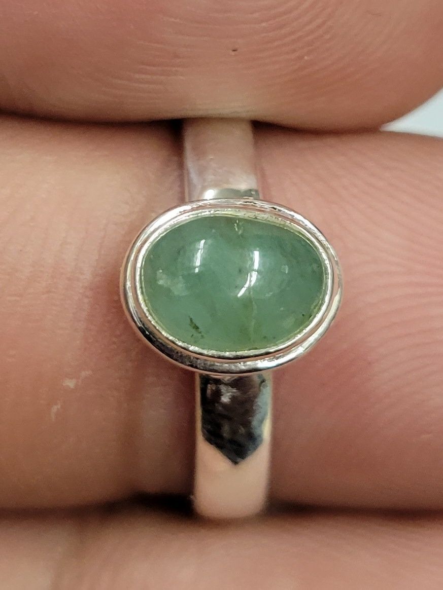 Green Aventurine Ring - Size 9 Sterling Silver