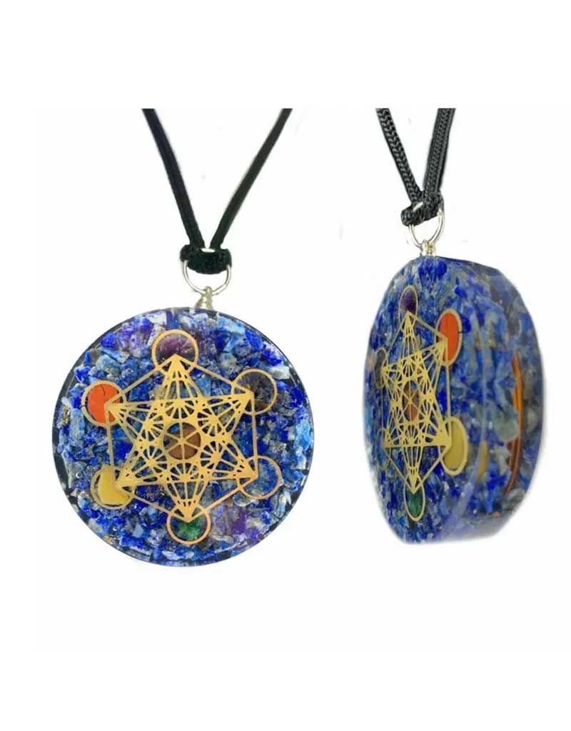 Lapis Lazuli Metatron&#39;s Cube Orgonite Necklace