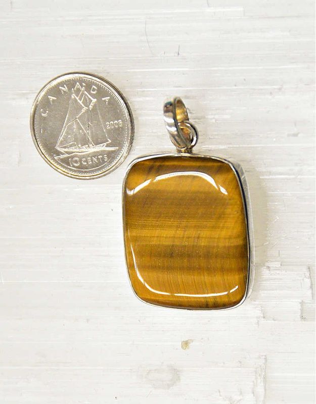 Golden Tiger&#39;s Eye Pendant B Sterling Silver