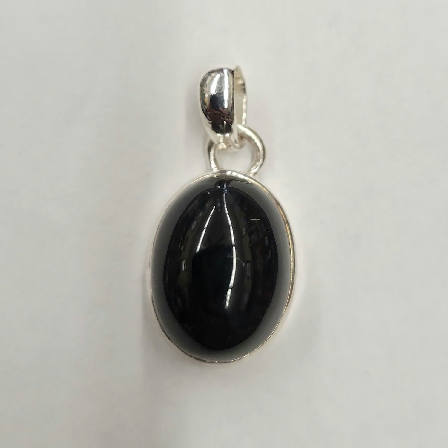 Black Onyx C Pendant Sterling Silver