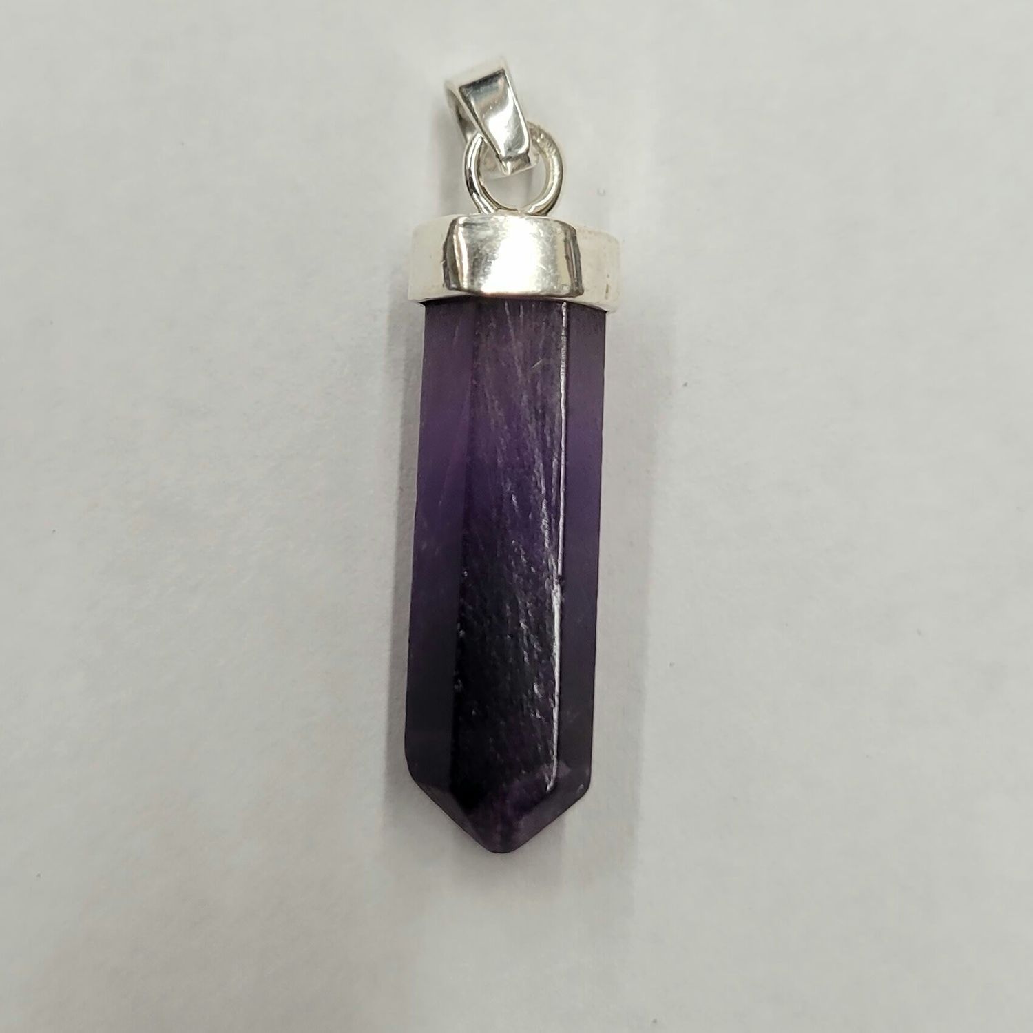 Amethyst Faceted Bullet Pendant Sterling Silver