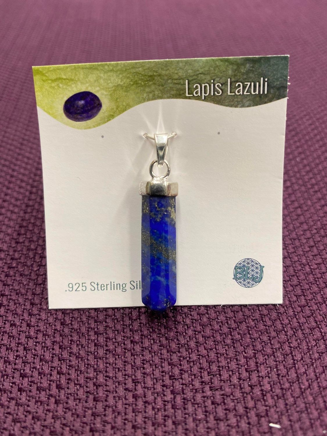 Lapis Lazuli Faceted Bullet Pendant Sterling Silver