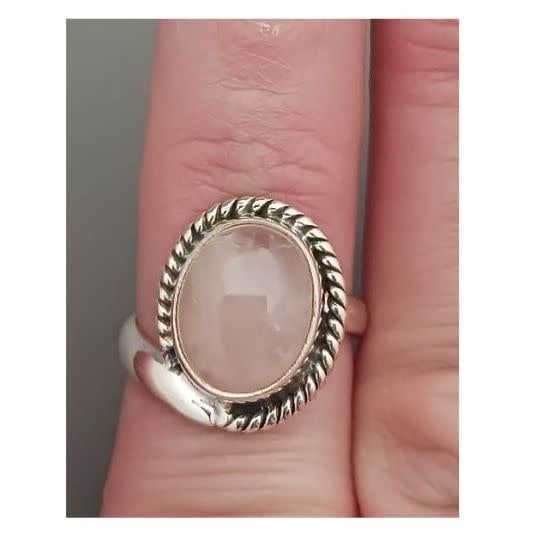 Rose Quartz Ring B - Size 6 Sterling Silver