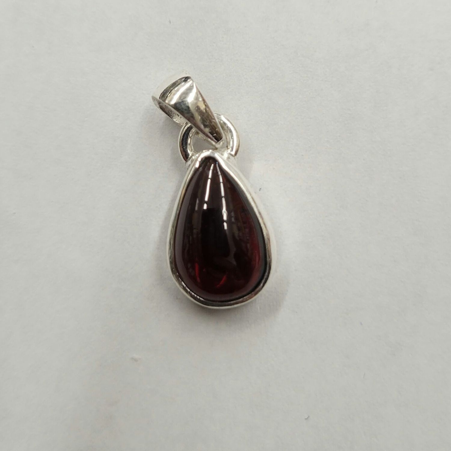 Garnet Pendant - Sterling Silver
