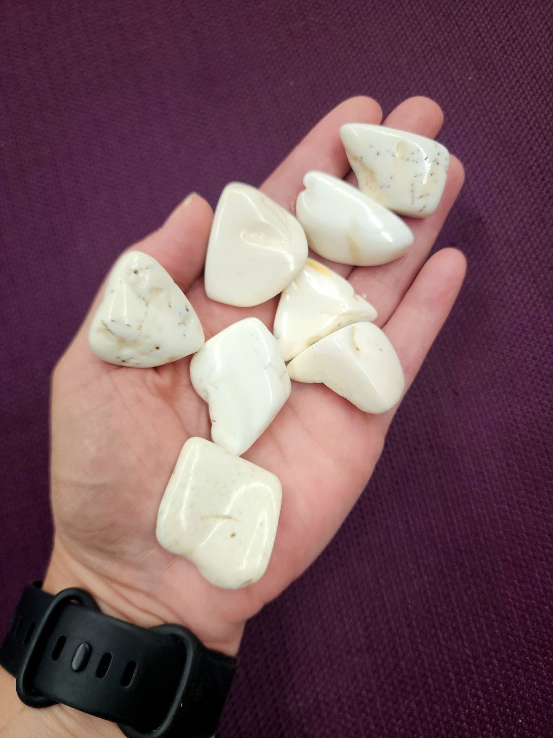 White Common Opal Tumbled