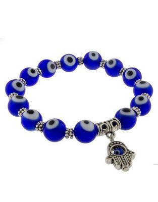 Cobalt Evil Eye Protection Bracelet w Fatima Hand