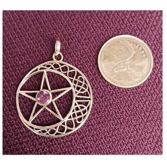 Moon Pendant with Synthetic Alexandrite Sterling Silver