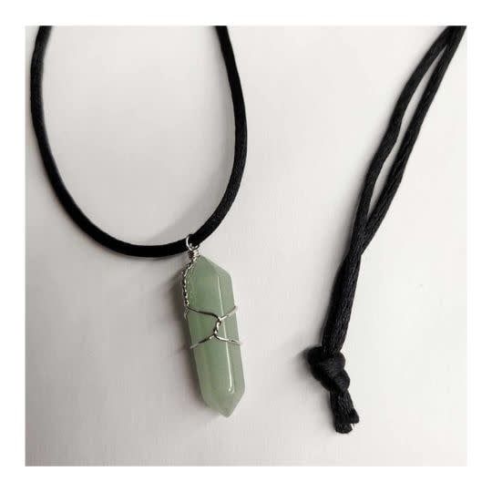 Green Aventurine Wrapped Point Necklace