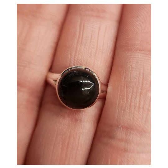 Black Obsidian Ring - Size 8 Sterling Silver