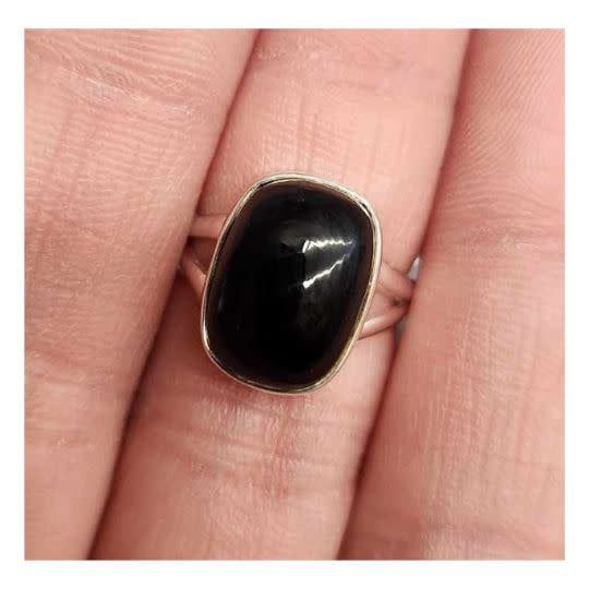 Black Obsidian Ring - Size 6 Sterling Silver