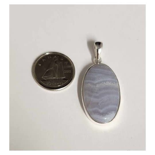 Blue Lace Agate Pendant D Sterling Silver