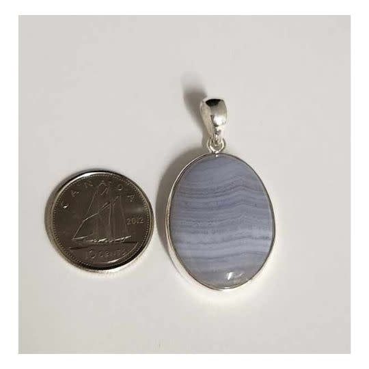 Blue Lace Agate Pendant C Sterling Silver