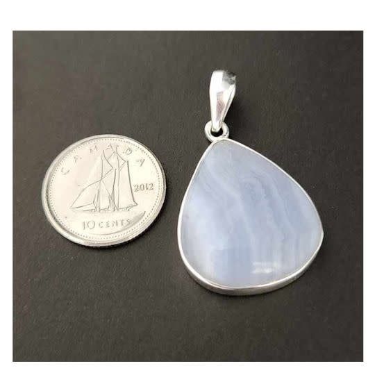 Blue Lace Agate Pendant F Sterling Silver