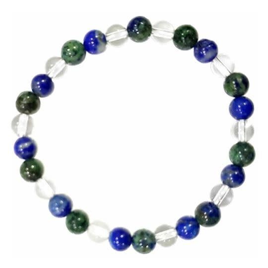 Chrysocolla , Lapis Lazuli and Clear Quartz Bracelet 6MM