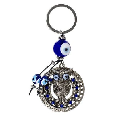 Evil Eye Owl Metal Keychain 4.5&quot;