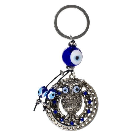 Evil Eye Owl Metal Keychain 4.5&quot;