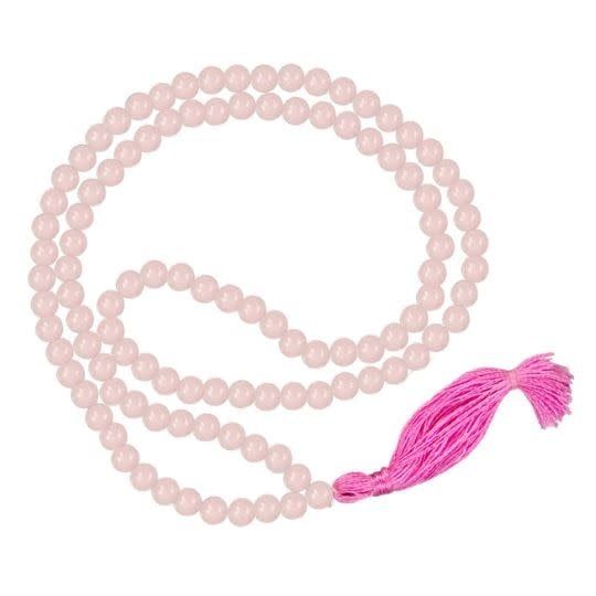 Rose Quartz Mala with Tassle 34&quot; 8mm