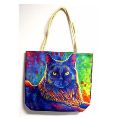 Psychedelic Black Cat Tote Bag