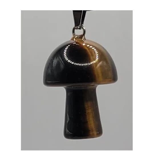 Tiger Eye Mini Mushroom Pendant 15mm