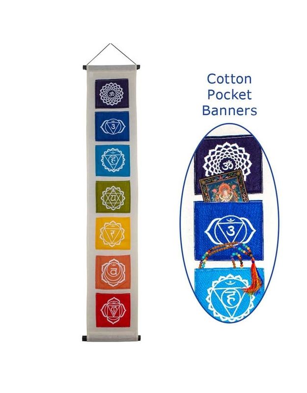 Chakra Banner with Pockets 51&quot; L - White