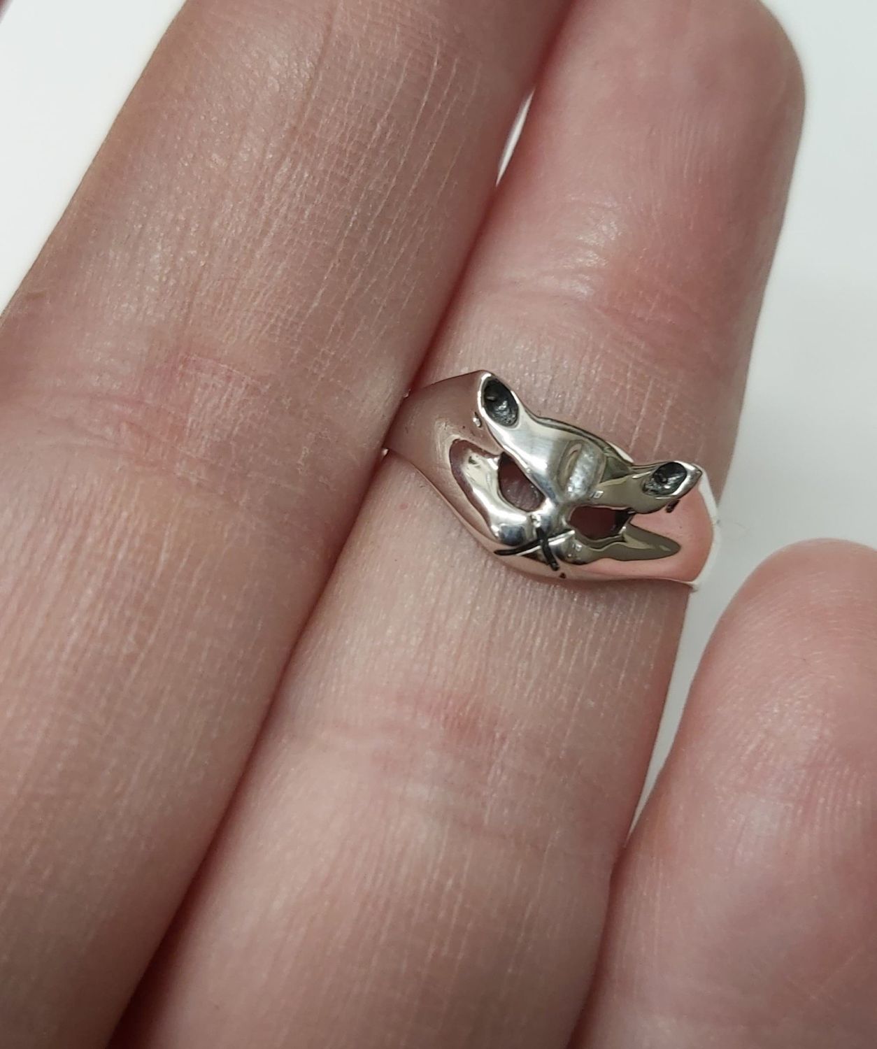 Cat Face Ring - Size 9 Sterling Silver