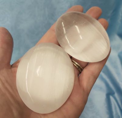 Selenite Soothing Palm Stone  3&quot;