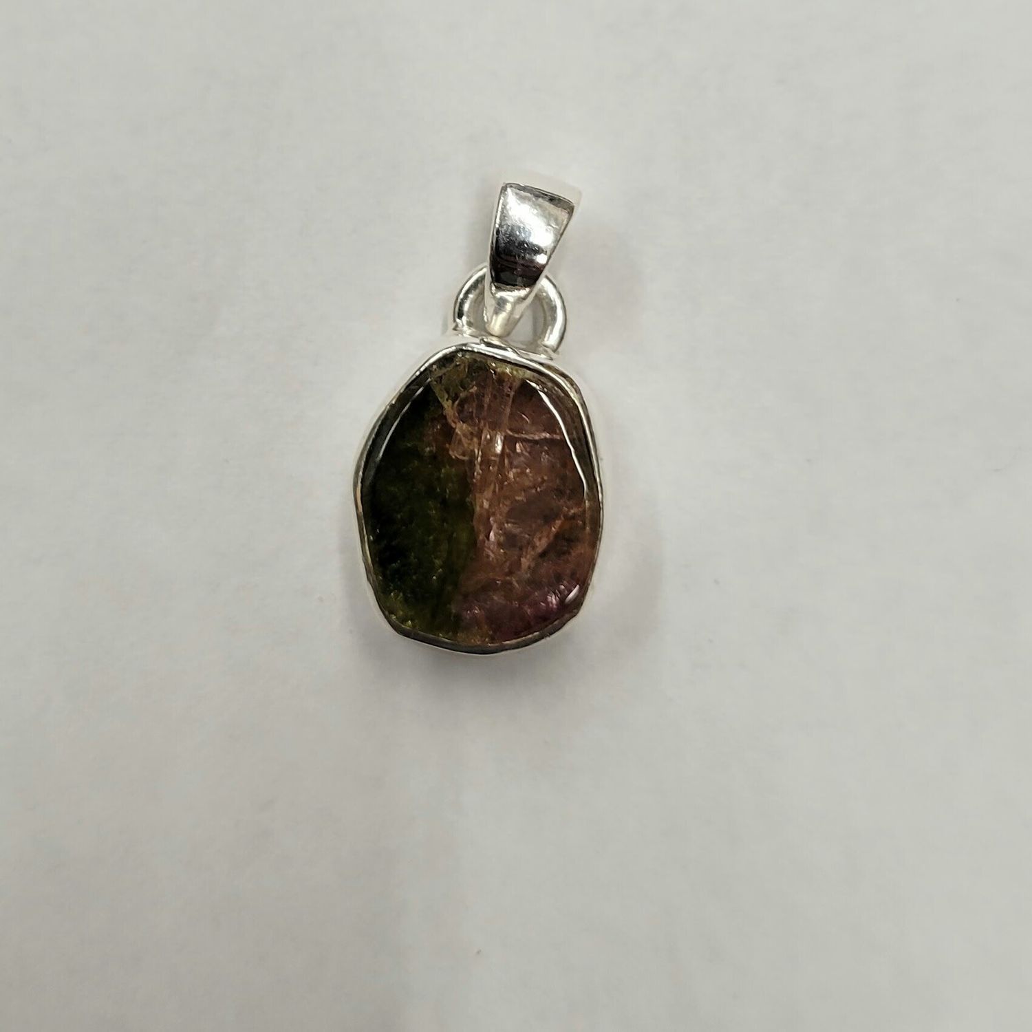 Watermelon Tourmaline Pendant-  Sterling Silver