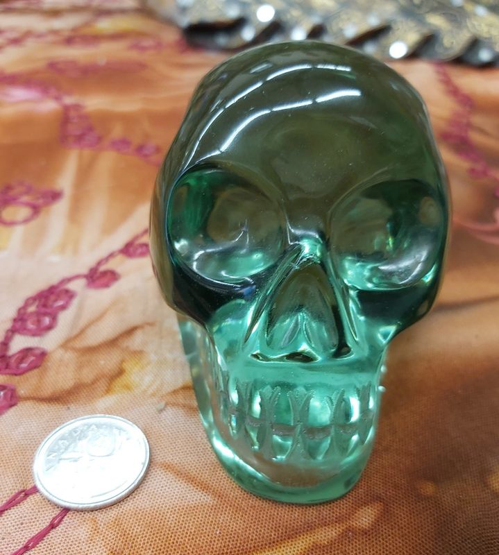 Green Obsidian Skull 4in - $250