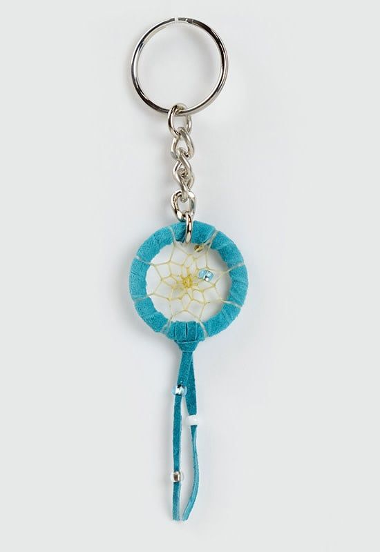 Dream Catcher Keychain with Feather- Turquoise