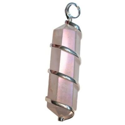 Rose Quartz Aura Wrapped Pendant