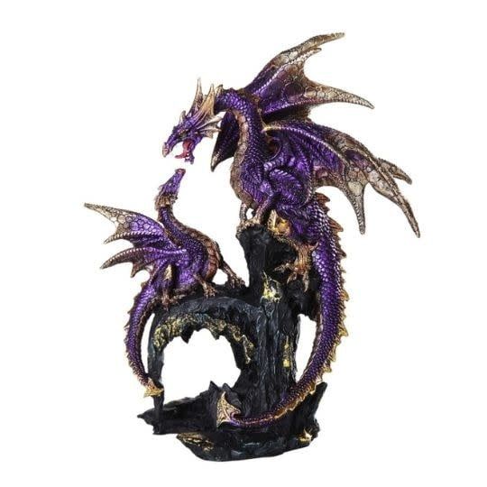 Purple Dragon Family Statue 10.5&quot;